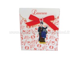 Bomboniera Laurea scienze politiche uomo - Ciondolo in bagno argento Smaltato con Scatola Rossa