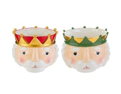 Vasi in Ceramica Soldatino di Natale - Set da 2 Assortiti - H. 11 cm