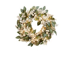 Ghirlanda Natalizia White Leaf con LED - 56 cm Eleganza Invernale