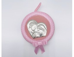 appendino per culla rosa con sacra famiglia