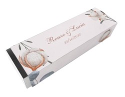 Scatolina porta confetti personalizzata rettangolare decoro floreale bianco