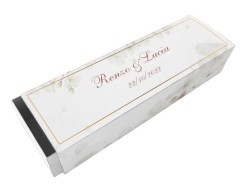 Scatolina porta confetti personalizzata rettangolare trama floreale bianca