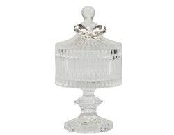 Bomboniera Matrimonio Harmony scatola con piede vetro applicazione farfalolla cristallo e logo metallo