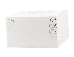 Bomboniera Matrimonio Harmony scatola con piede vetro applicazione farfalolla cristallo e logo metallo su Bomboniere Dolci Emozioni