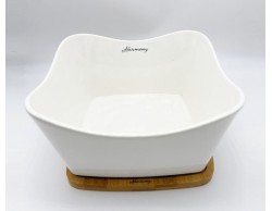 ciotola harmony bianca con base bamboo