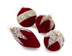 Set 4 Addobbi Natalizi Rossi - Eleganza e Brillantezza per l'Albero