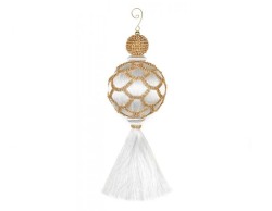 Decorazione da Appendere Bianco con Nappe 30 cm - Eleganza Natalizia per Albero o Interni