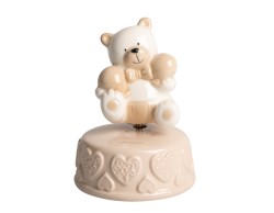 Bomboniera Harmony Battesimo Carillon Orsetto in Porcellana Color Tortora