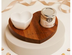 Bomboniera Claraluna Vassoio Cuore con Ciotolina a cuore monoporzione con crema Mandorla 40gr