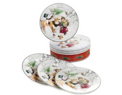 Set di 4 Piatti Natalizi in Porcellana con Gift Box