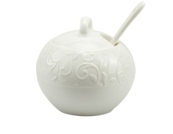 Bomboniera Matrimonio Harmony zuccheriera con cucchiaino porcellana decalco floreale