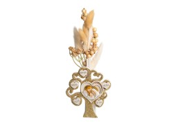 Bomboniera Harmony Icona Profumatore Albero della Vita con Sacra Famiglia e Pampas - Glitter in Gold