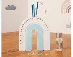 Bomboniera Claraluna Nascita Battesimo compleanno Profumatore con kit essenza arcobaleno azzurro con frase piccolo