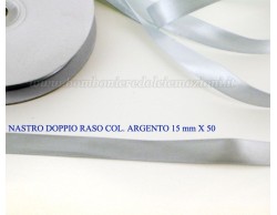 Nastro doppio raso argento 15mm x 50 m.