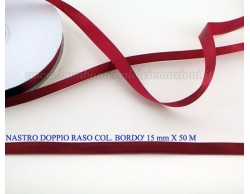 Nastro doppio raso Bordeaux 15mm x 50 m.