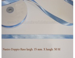 Nastro doppio raso Celeste 15mm x 50 m.