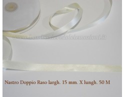 Nastro doppio raso Panna 15mm x 50 m.