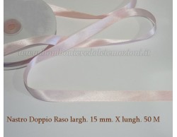 Nastro doppio raso rosa chiaro 15mm x 50 m.