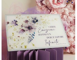 Bomboniera Matrimonio Claraluna 2026 Tagliere in Vetro Rettangolare Decoro Floreale Lilla