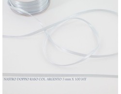 Nastro doppio raso argento 3mm x 100 m.