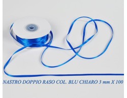 Nastro doppio raso blu chiaro 3mm x 100 m.
