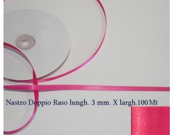 Nastro doppio raso Fucsia 3mm x 100 m.