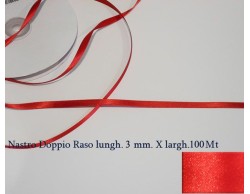 Nastro doppio raso Rosso 3mm x 100 m.