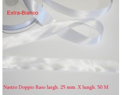 Nastro doppio raso Bianco 25mm x 50 m.