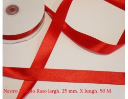 Nastro doppio raso Rosso 25mm x 50 m.