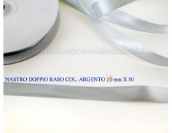 Nastro doppio raso Argento 10 mm x 50 m.