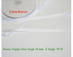 Nastro doppio raso Bianco 10 mm x 50 m.