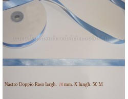Nastro doppio raso Celeste 10 mm x 50 m.