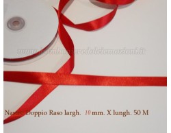 Nastro doppio raso rosso 10 mm x 50 m.