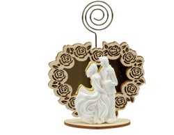 Segnaposto Matrimonio harmony 2024 clip holder cuore legno a specchio con coppia gessetto