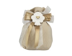 Sacchetto harmony cotone tortora con albero della vita gessetto con cuore legno