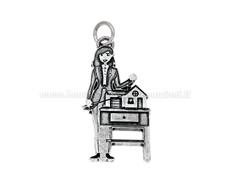 Bomboniera Laurea Architettura Ciondolo in bagno argento donna con scatolina portaconfetti su Bomboniere Dolci Emozioni