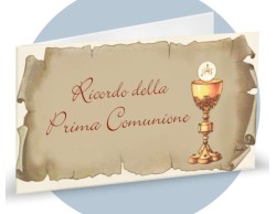 bigliettini prima comunione disegno pergamena
