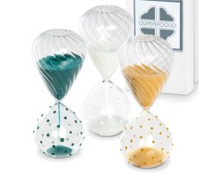 Bomboniera Solidale Clessidra Cristallo Grande Assortita 3 Varianti Quadrifoglio per Fondazione ABIO