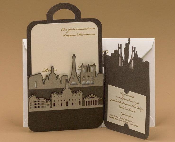 Partecipazione matrimonio tema viaggio su Bomboniere Dolci Emozioni