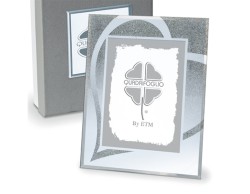 Bomboniera Solidale Portafoto Vetro e Glitter Linea Diamante (Grande) Quadrifoglio per Fondazione ABIO