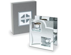 Bomboniera Solidale T-Light Vetro e Glitter Linea Diamante Quadrifoglio per Fondazione ABIO