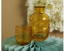 Bomboniera Matrimonio Claraluna 2026 Set Caraffa Bicchiere Vetro Giallo Decoro Floreale