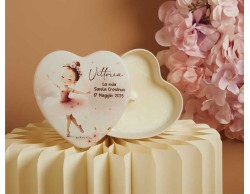Bomboniera Claraluna scatola cuore ballerina con candela profumata personalizzabile