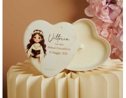 Bomboniera Claraluna scatola cuore bambina con candela profumata personalizzabile