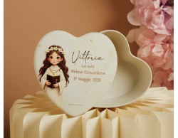 Bomboniera Claraluna scatola cuore bambina personalizzabile