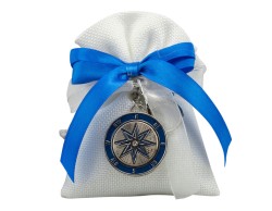 Sacchetto harmony 2024 sacchetto juta bianco con portachiavi mare 2 modelli assortiti su Bomboniere Dolci Emozioni