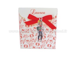 Bomboniera Laurea ingegneria elettronica donna - Ciondolo in bagno argento Smaltato con Scatola Rossa