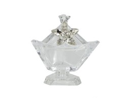 Bomboniera Matrimonio Harmony scatola triangolare con vetro e ninfea cristallo