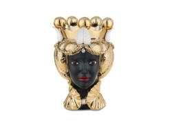 Vaso e Soprammobile  Scultura Testa di moro lEI oro