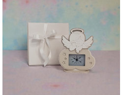 Bomboniera Orologio da Tavolo Angioletto su Nuvola Legno Verde Salvia